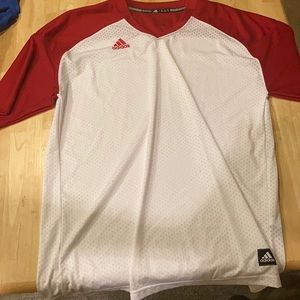 Blue and white adidas shirt